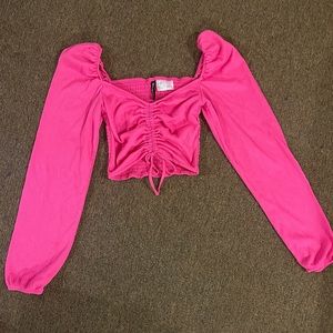 Ruched long sleeve crop top